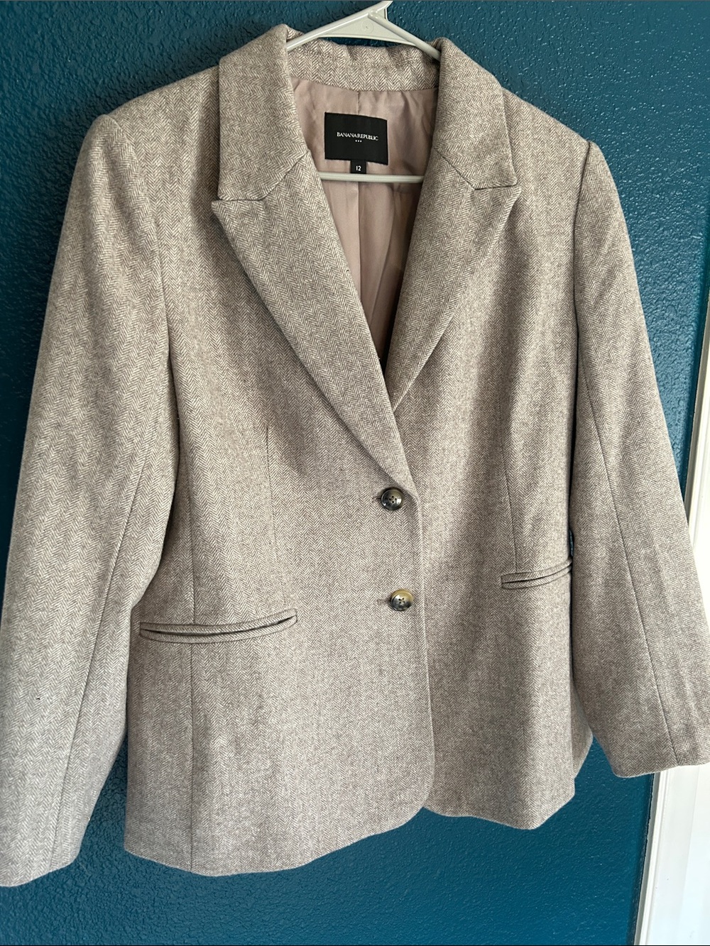 Banana Republic Taupe Women's Tailored Wool-Blend Blazer